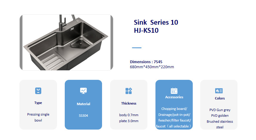 SS304 Modern Gunmetal Gray Big Single Bowl Kitchen Sink