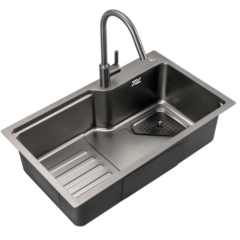 SS304 Modern Gunmetal Gray Big Single Bowl Kitchen Sink